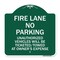 Signmission Fire Lane No Parking Unauthorized Vehicles Will Be Ticketed Towed at Owners Expense, GW-1818-23993 A-DES-GW-1818-23993 - alternate 1